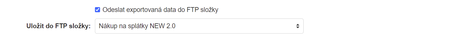 Výběr FTP složky pro export dat