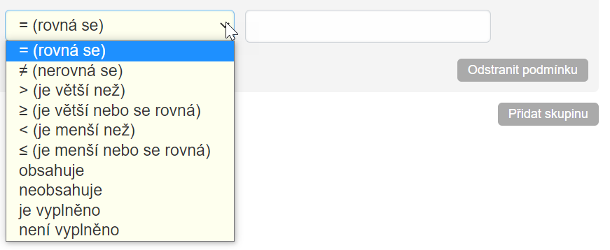 Výběr matematické operace