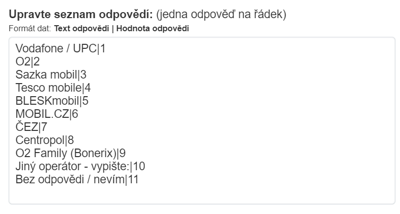 Hromadná editace odpovědí