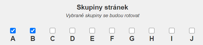 Přiřazení rotace skupin stránek - rotovat budou mezi sebou skupiny A a B