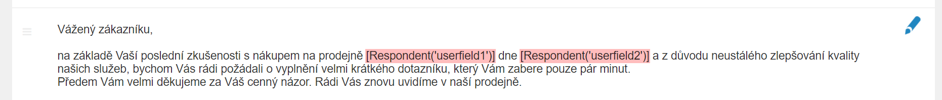 Text otázky dotazníku se slučovacími kódy