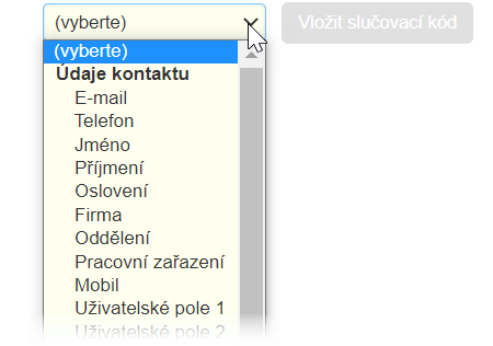 Výběr slučovacího kódu
