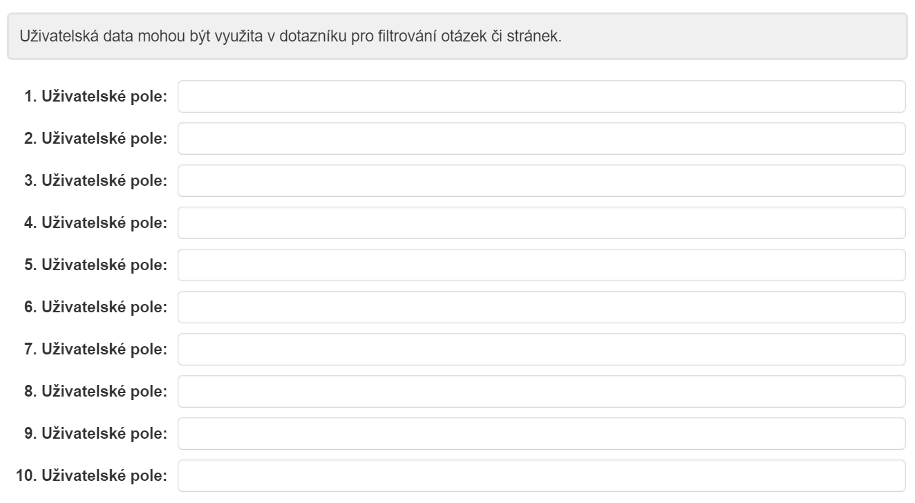 Zadání uživatelských dat v distribučním kanálu