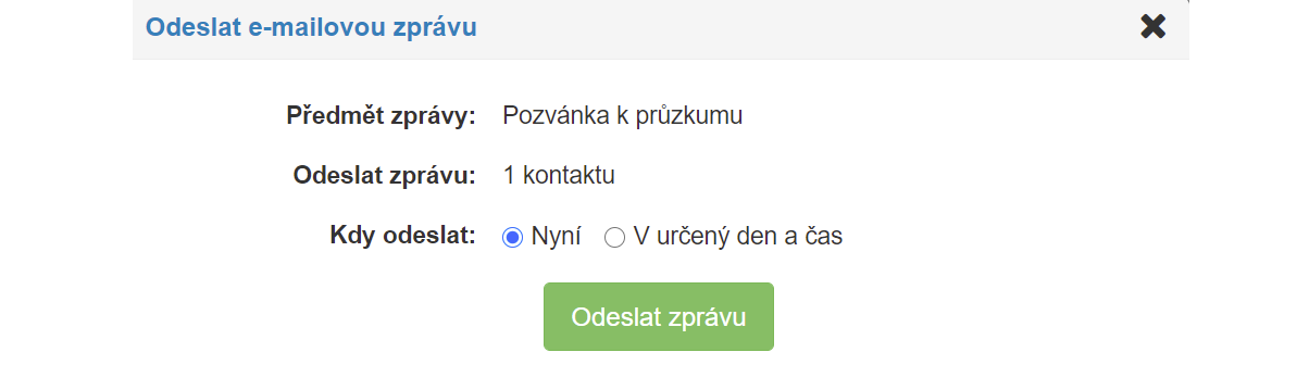 Formulář odeslání zprávy e-mailové kampaně