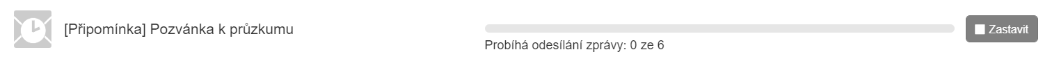 Průběh odesílání e-mailové zprávy na kontakty kampaně
