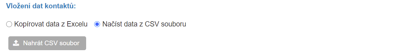 Načtení souboru s daty kontaktů