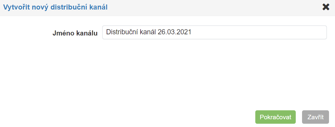 Pojmenování nového distribučního kanálu