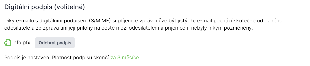 Zobrazení platnosti elektronického podpisu