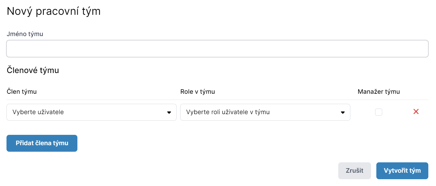 Vytvoření nového pracovního týmu