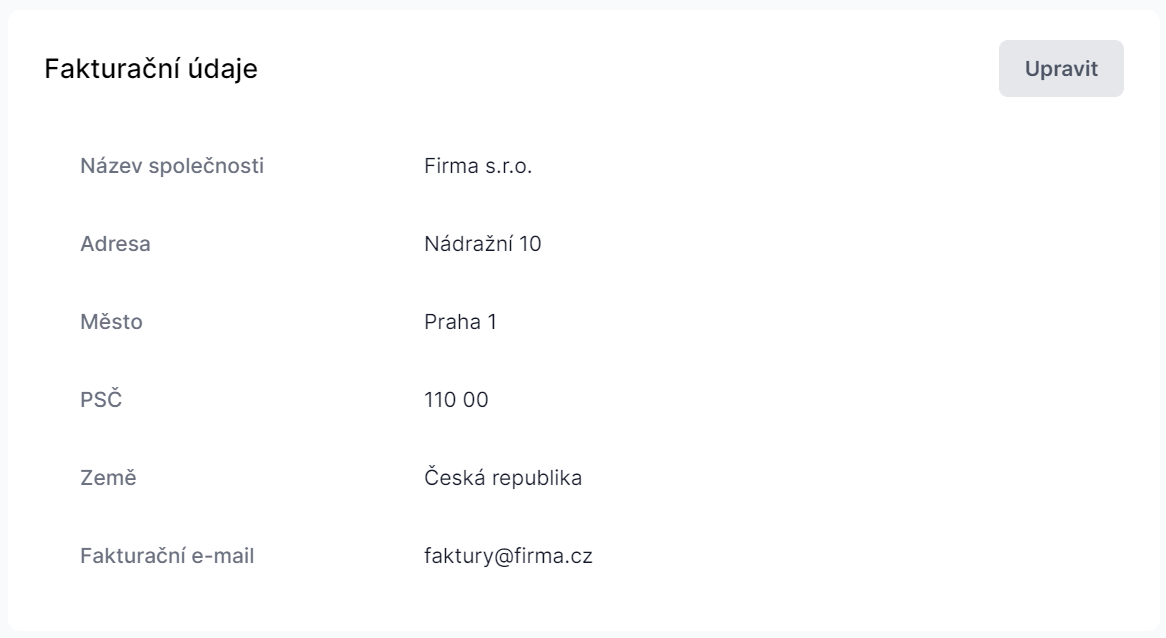 Fakturační údaje