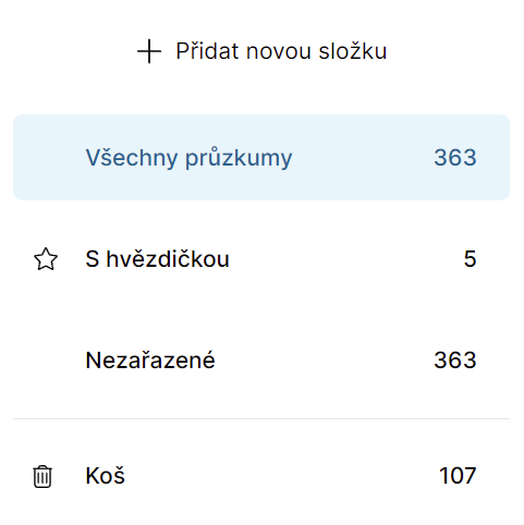 Složky pro základní třídění průzkumů