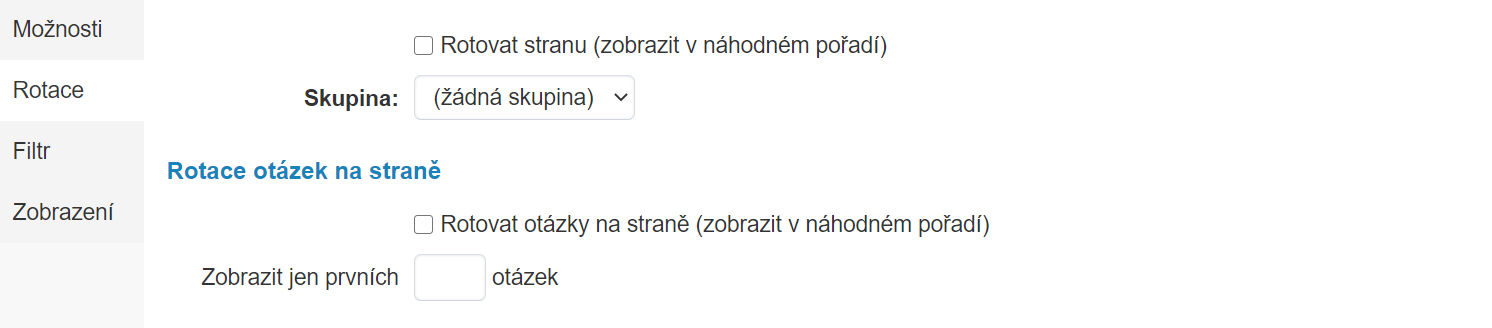 Možnosti rotace strany