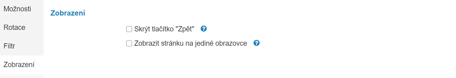 Možnosti zobrazení strany