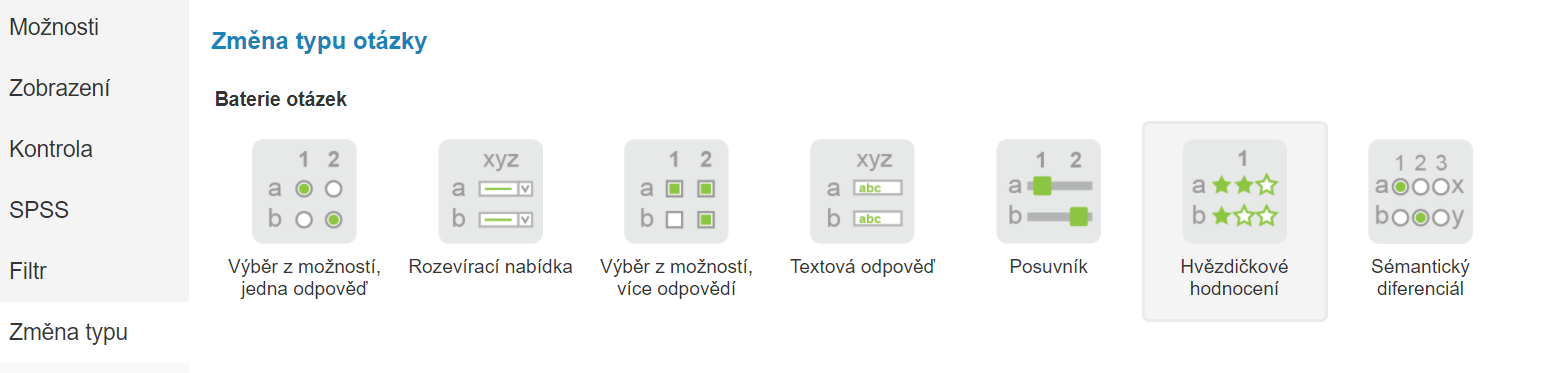 Změna typu baterie otázek