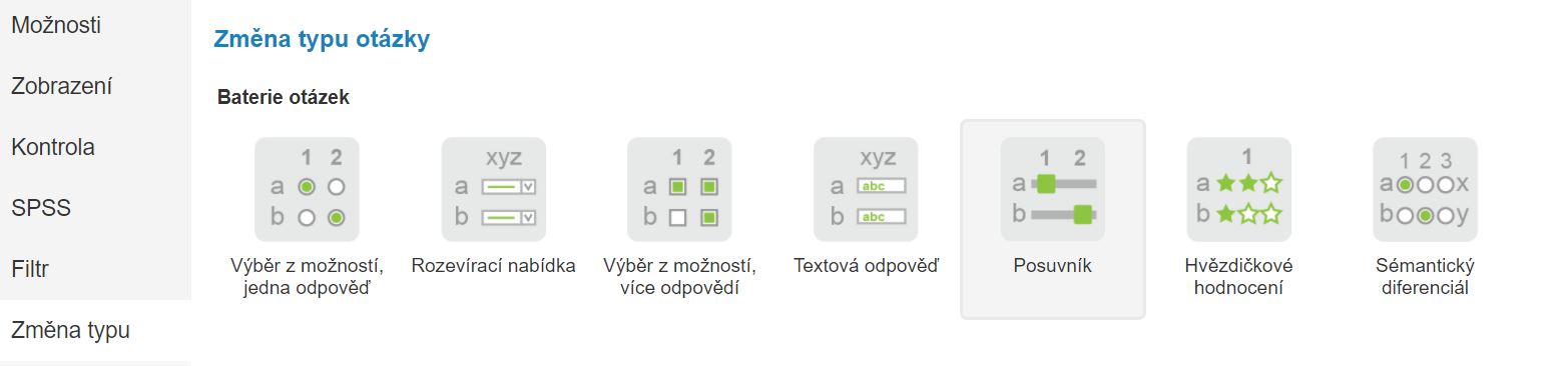 Změna typu baterie otázek