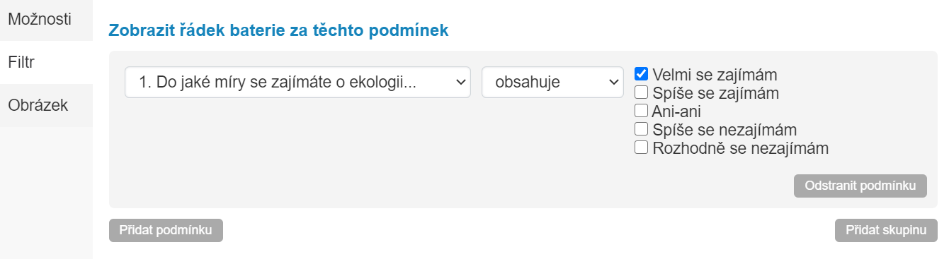 Filtr řádku baterie