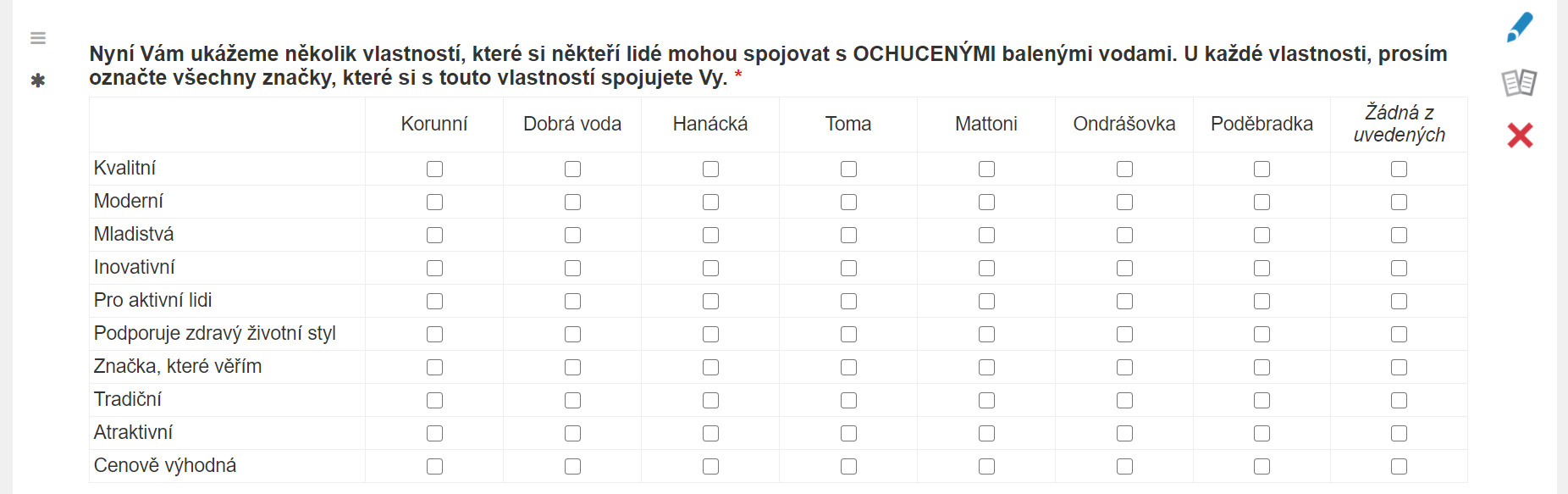 Editace otázky v editoru dotazníku