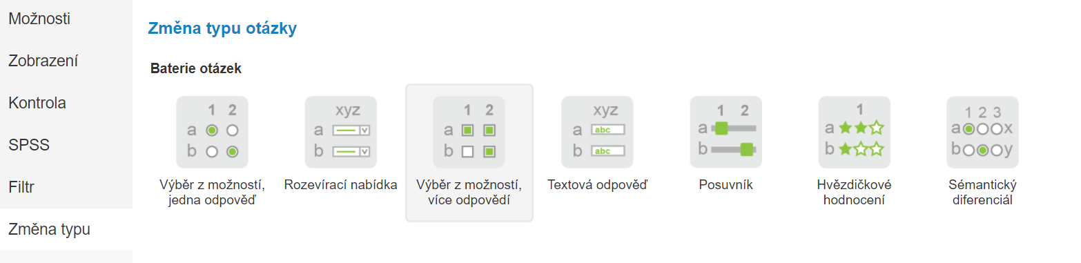 Změna typu baterie otázek
