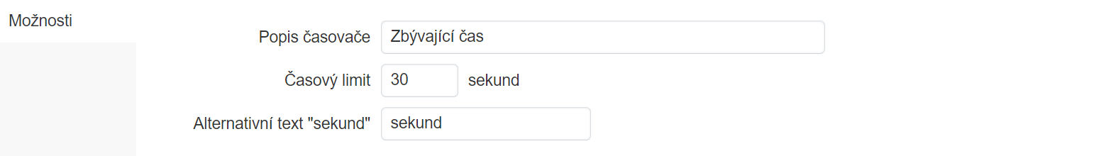 Nastavení možností časovače