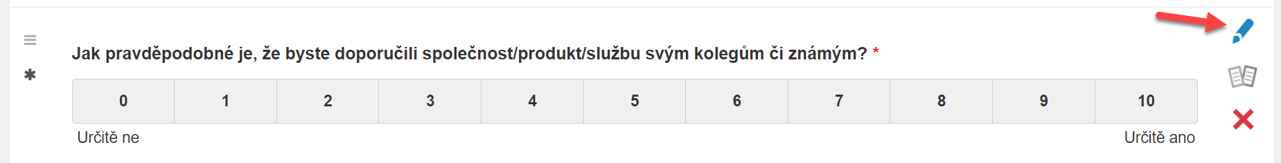 Editace otázky v editoru dotazníku