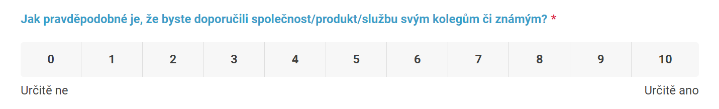 Zobrazení otázky typu