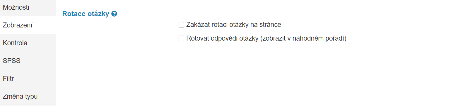 Možnosti zobrazení otázky