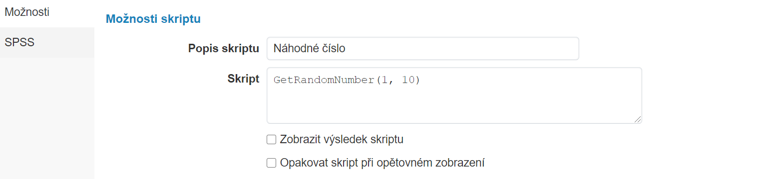 Editace možností otázky