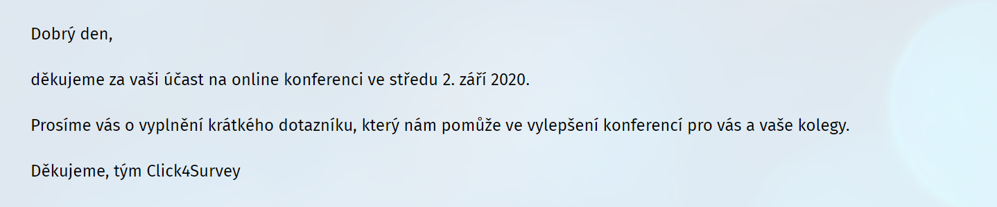 Zobrazení textového bloku v dotazníku