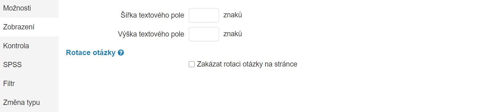 Možnosti zobrazení otázky - víceřádková textová odpověď