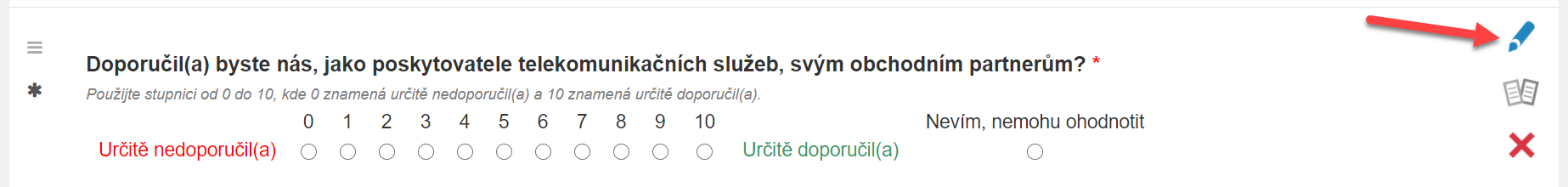 Editace otázky v editoru dotazníku