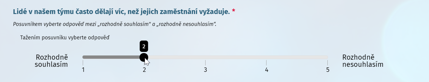 Otázka v dotazníku, s vybranou odpovědi