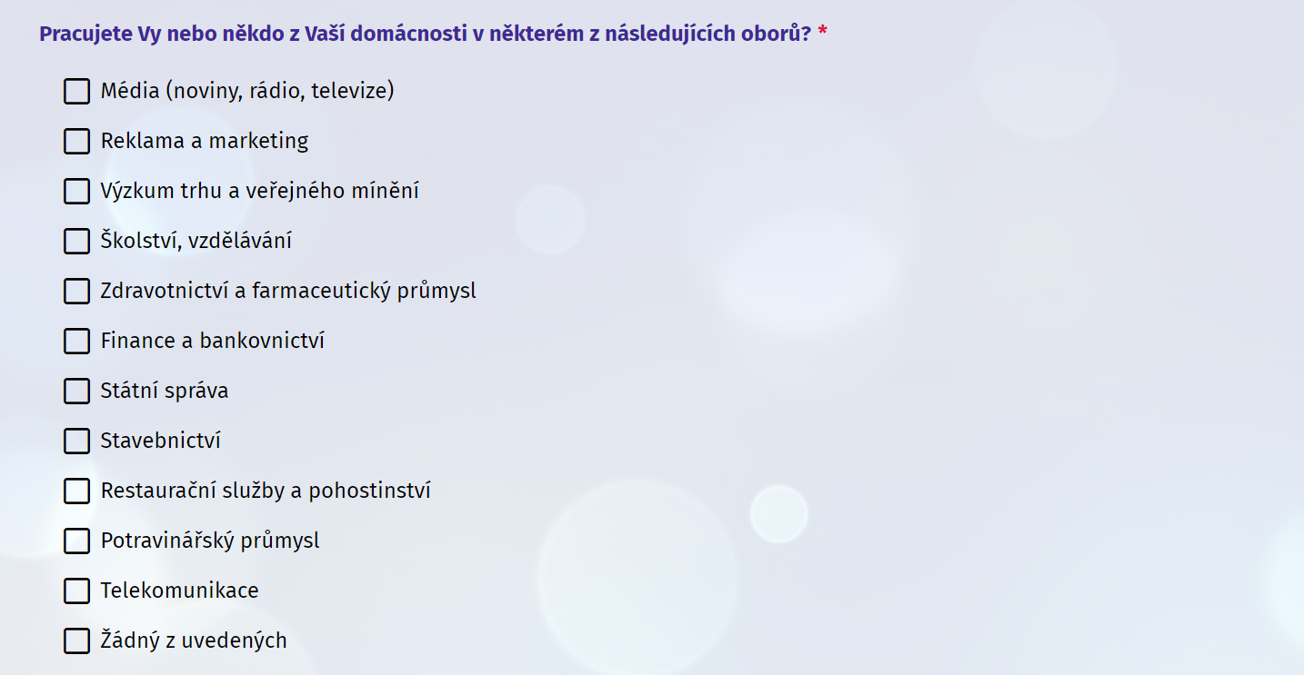 Zobrazení otázky typu