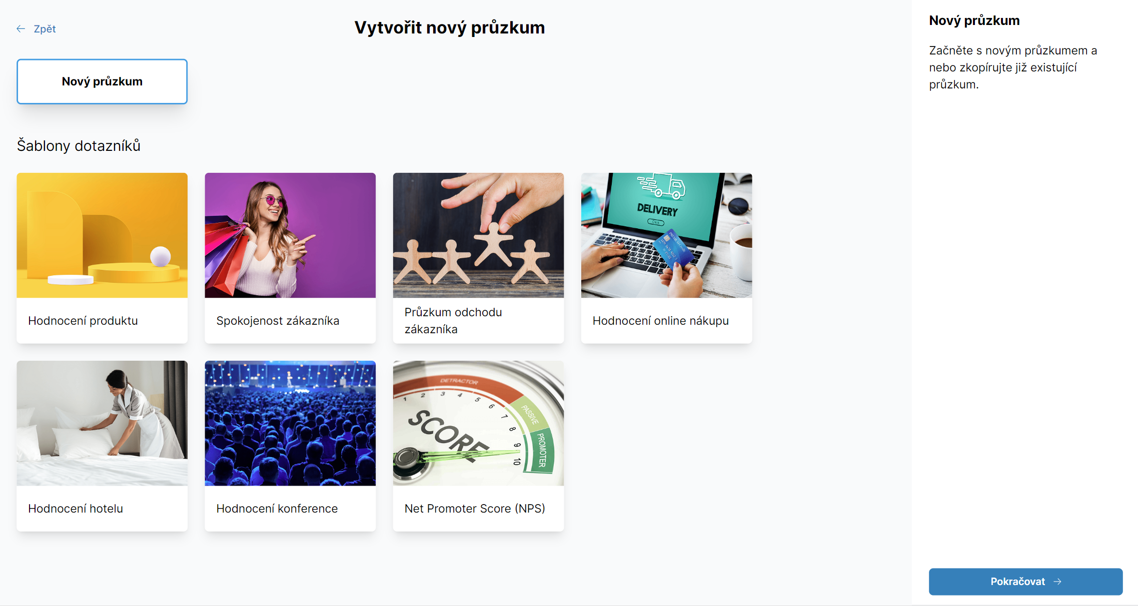 Vytvoření nového prázdného dotazníku